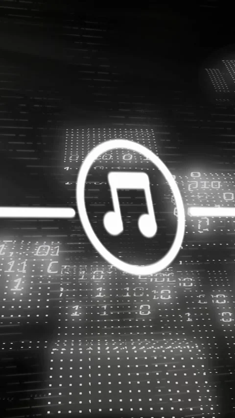 Animation of icons connected with lines over binary codes and illuminated dots Stock Footage 321323450