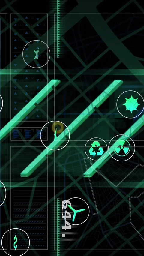 Animation of icons, graph, loading circles and changing numbers over navigation Stock Footage 321625544