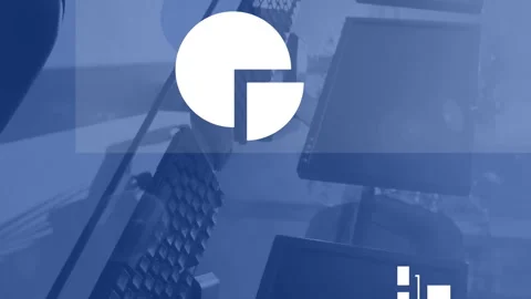 Animation of icons, graphs, map and computer language over unoccupied chairs, Stock Footage 313308651