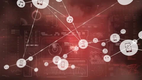 Animation of icons interconnected with lines Stock Footage 330402462