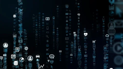 Animation of icons. Mobile apps. IoT (Internet of Things). Stock Footage 127242196