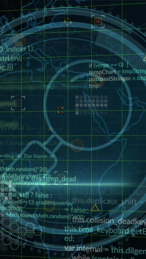 Animation of icons with world map and data processing on black background Stock Footage 343828642