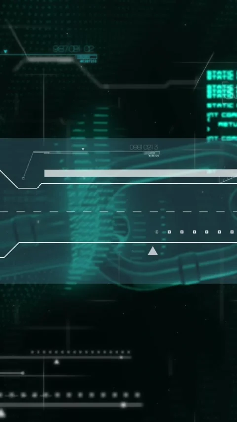 Animation of illuminated abstract pattern over blockchain against computer Stock Footage 321172073