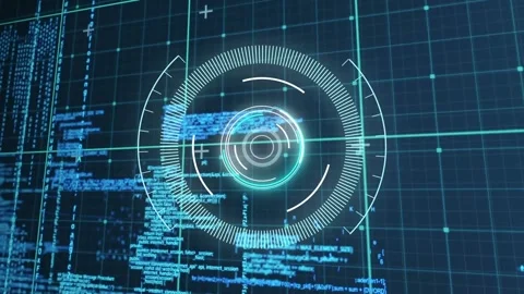 Animation of illuminated circles over grid pattern against computer language in Stock Footage 232807640