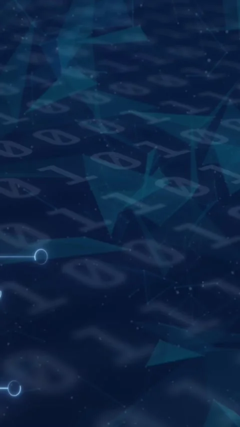 Animation of illuminated circuit board texture and binary codes over abstract Stock Footage 321990997