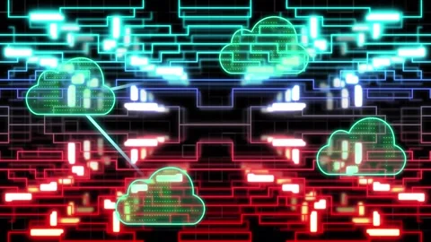 Animation of illuminated cloud shapes and maze puzzle pattern Video stock 246533509