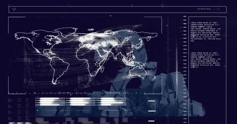 Animation of illuminated digital map, sound bar, data over question mark 動画素材 326034002