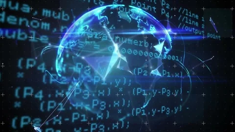 Animation of illuminated globe and connected dots over computer language against Stock Footage 328299688