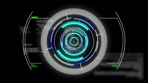 Animation of illuminated loading circles and computer language over black Stock Footage 248207949