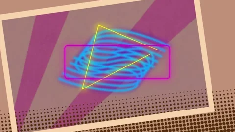 Animation of illuminated triangle, rectangle, spiral pattern on abstract Stock Footage 249071210