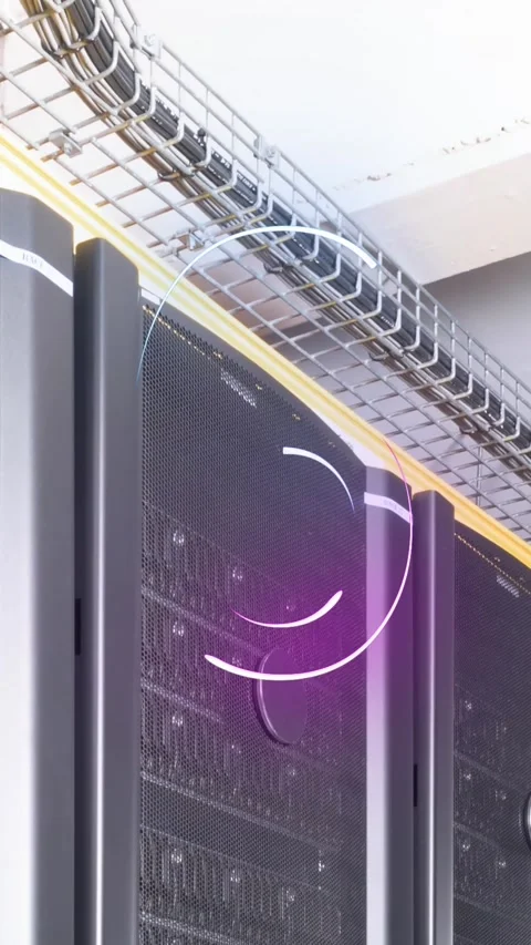 Animation of illuminating 10 to 1 number changing over data server racks Stock Footage 344783645