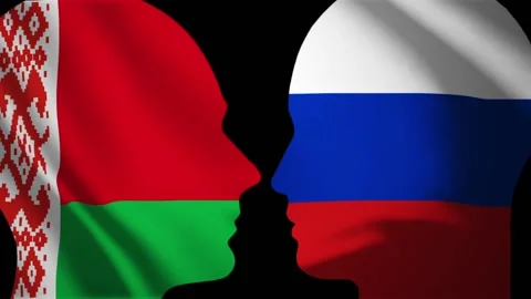 Animation To Illustrate Foreign Policy Ties Of Russia And Belarus For News Video stock 144877437
