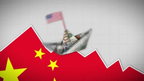 Animation Illustrating US Challenges Versus China's Expansion Stock Footage 307287960