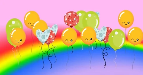 Animation of illustration of balloons ov... | Stock Video | Pond5