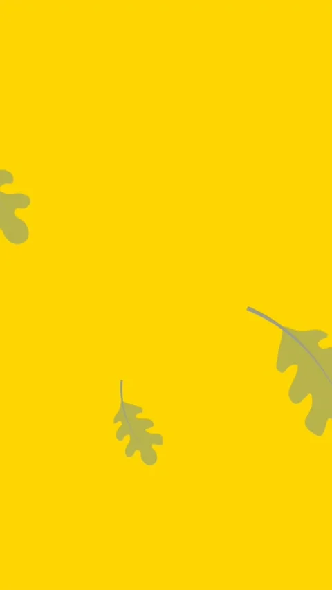 Animation of illustration of leaves falling on yellow background Stock Footage 342225306