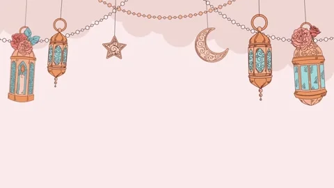 Animation illustration with moon, eid al fitr, 3D Animation Symbol of Fasting Stock Footage 270953173