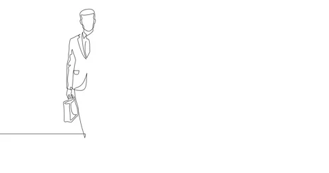 Animation of an image drawn with a continuous line. Businessman silhouette. Stockbeeldmateriaal 244861752