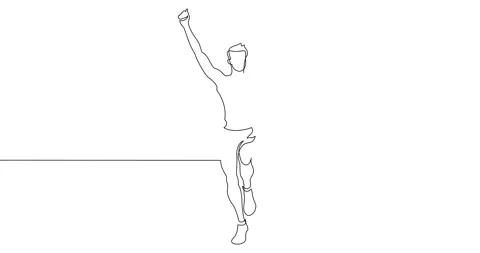 Animation of an image drawn with a continuous line. Runner finish. Stock Footage 244861768