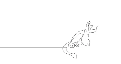 Animation of an image drawn with a continuous line. Lion. Stock Footage 244861777