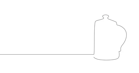 Animation of an image drawn with a continuous line. Kettle. Stockbeeldmateriaal 244872216
