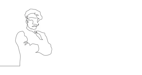 Animation of an image drawn with a continuous line. Chef. Stockbeeldmateriaal 245201610