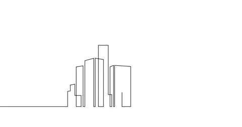Animation of an image drawn with a continuous line. City skyline. Stock Footage 245201668