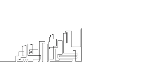 Animation of an image drawn with a continuous line. City skyline. Stock Footage 245201669