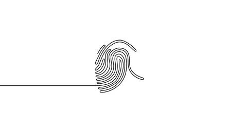Animation of an image drawn with a continuous line. Fingerprint. Stock Footage 245201969