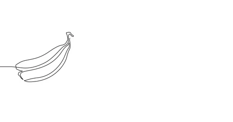 Animation of an image drawn with a continuous line. Banana. Stock Footage 245201996