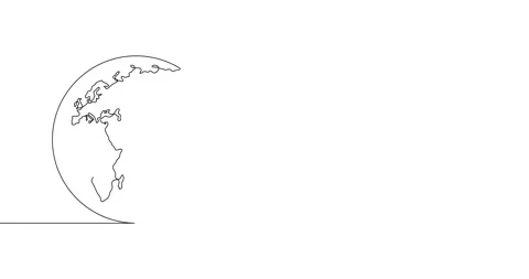 Animation of an image drawn with a continuous line. Globe. Stock Footage 245202021