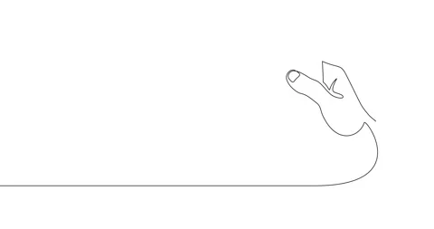 Animation of an image drawn with a continuous line. Hand holding glass. Stock Footage 245202062