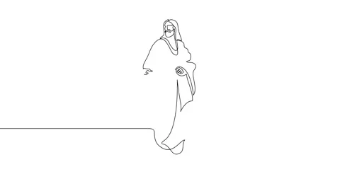 Animation of an image drawn with a continuous line. Jesus Christ. Stock Footage 245202109