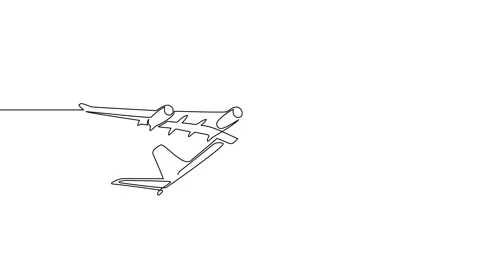 Animation of an image drawn with a continuous line. Jet plane. Stock Footage 245202658