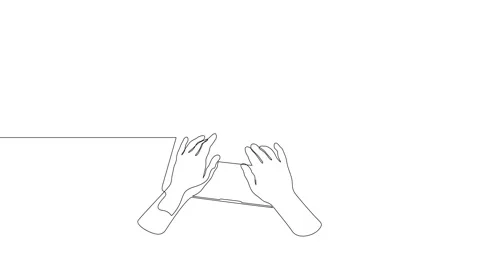 Animation of an image drawn with a continuous line. Laptop and user hands. Stock Footage 245202659