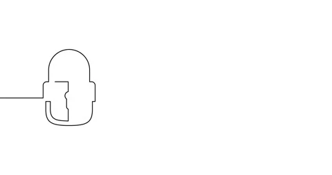 Animation of an image drawn with a continuous line. Door lock. Protection symbol Stock Footage 245202819