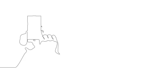 Animation of an image drawn with a continuous line. Hands holding phone. Stock Footage 245202839
