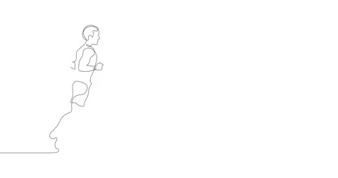 Animation of an image drawn with a continuous line. Running man. Stock Footage 245202908