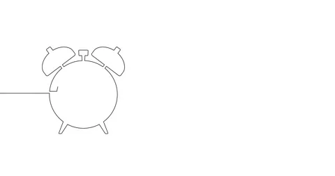 Animation of an image drawn with a continuous line. Alarm clock. Stock Footage 245203682