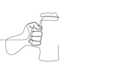 Animation of an image drawn with a continuous line. Hand holding beer glass. Stock Footage 245496986