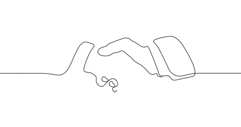 Animation of an image drawn with a continuous line. Handshake. Stock Footage 245497068