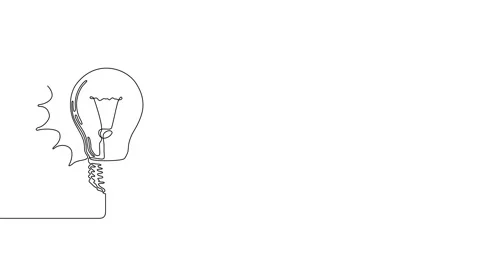 Animation of an image drawn with a continuous line. Light bulb. Idea symbol. Stock Footage 245497261