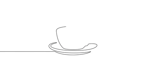 Animation of an image drawn with a continuous line. Cup of tea. Stock Footage 246137555