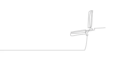 Animation of an image drawn with a continuous line. Vintage windmill. Stock Footage 246137665