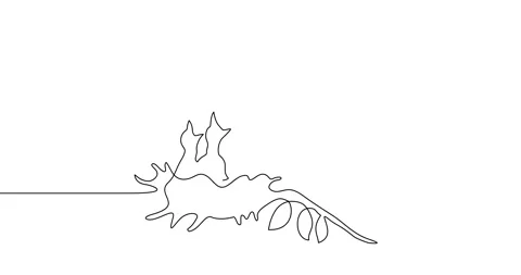 Animation of an image drawn with a continuous line. Nest and birds silhouettes. Stock Footage 246137731