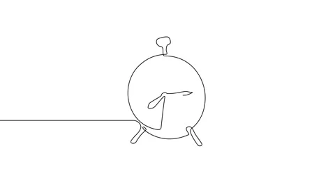 Animation of an image drawn with a continuous line. Alarm clock. Stock Footage 246137732