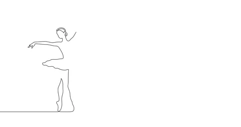 Animation of an image drawn with a continuous line. Dancing ballerina. Stock Footage 246137741