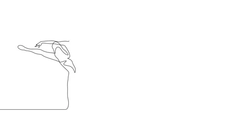 Animation of an image drawn with a continuous line. Dancing ballerina. Stock Footage 246137745