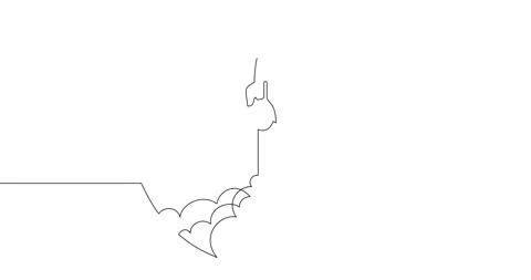 Animation of an image drawn with a continuous line. Rocket launch. Stock Footage 246137848