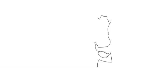 Animation of an image drawn with a continuous line. A man hugs a woman. Stock Footage 246311688