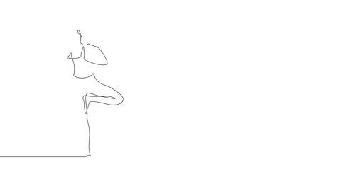 Animation of an image drawn with a continuous line. Girl doing yoga. Stock Footage 246544765
